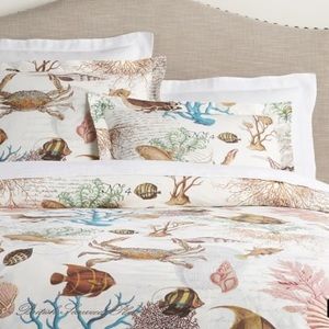 Pottery Barn Duvet and Shams sea life coastal